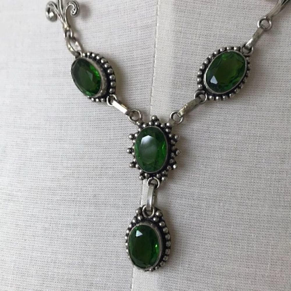 Elegant 925 silver necklace jade beautiful‎